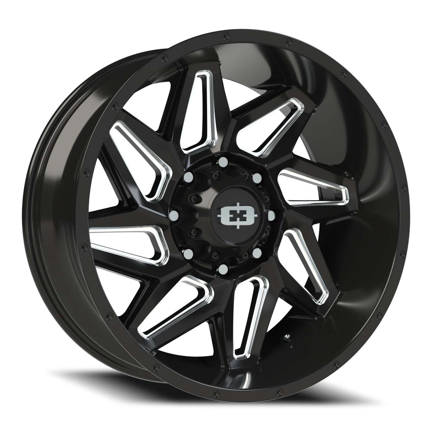 Vision Spyder 22X10 Gloss Black Milled Spoke Wheel