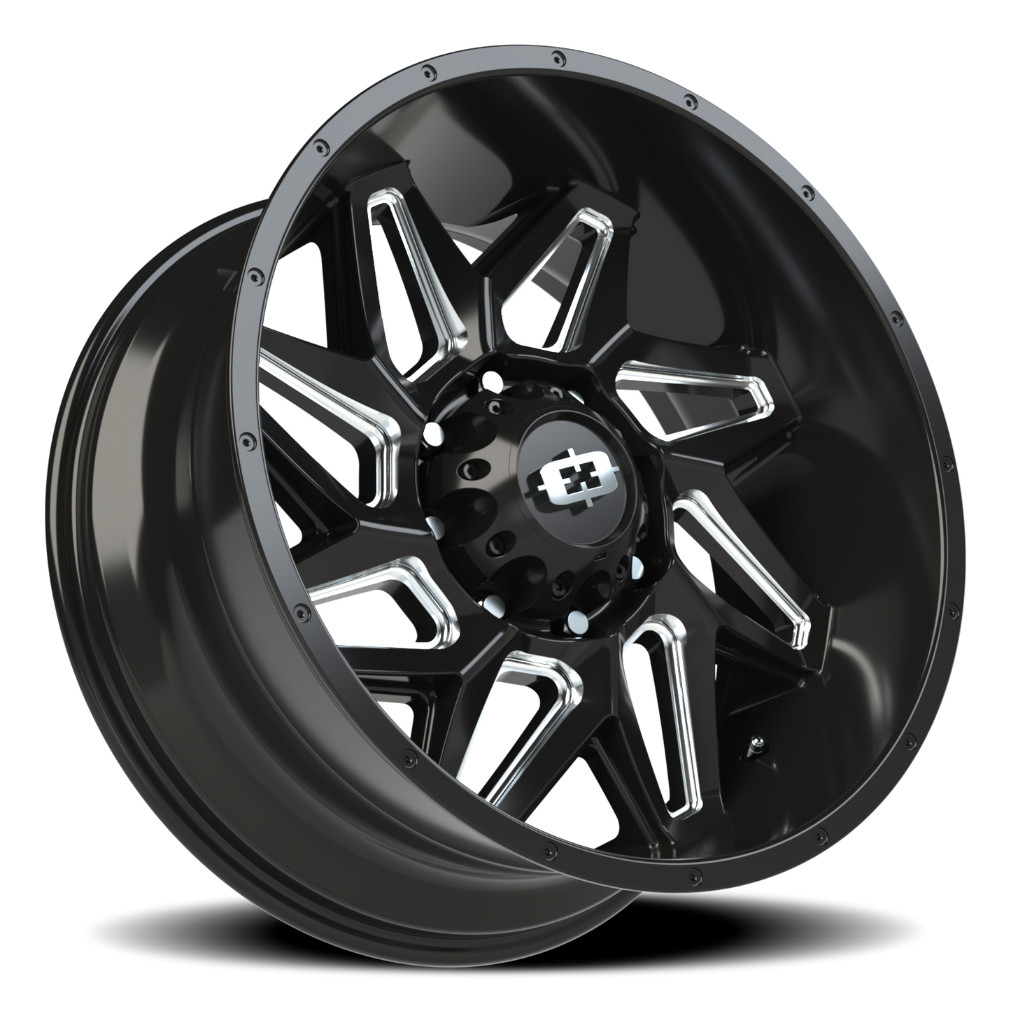 Vision Spyder 22X10 Gloss Black Milled Spoke Wheel