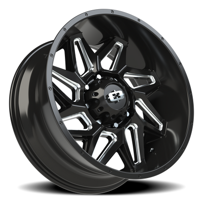 Vision Spyder 22X10 Gloss Black Milled Spoke Wheel