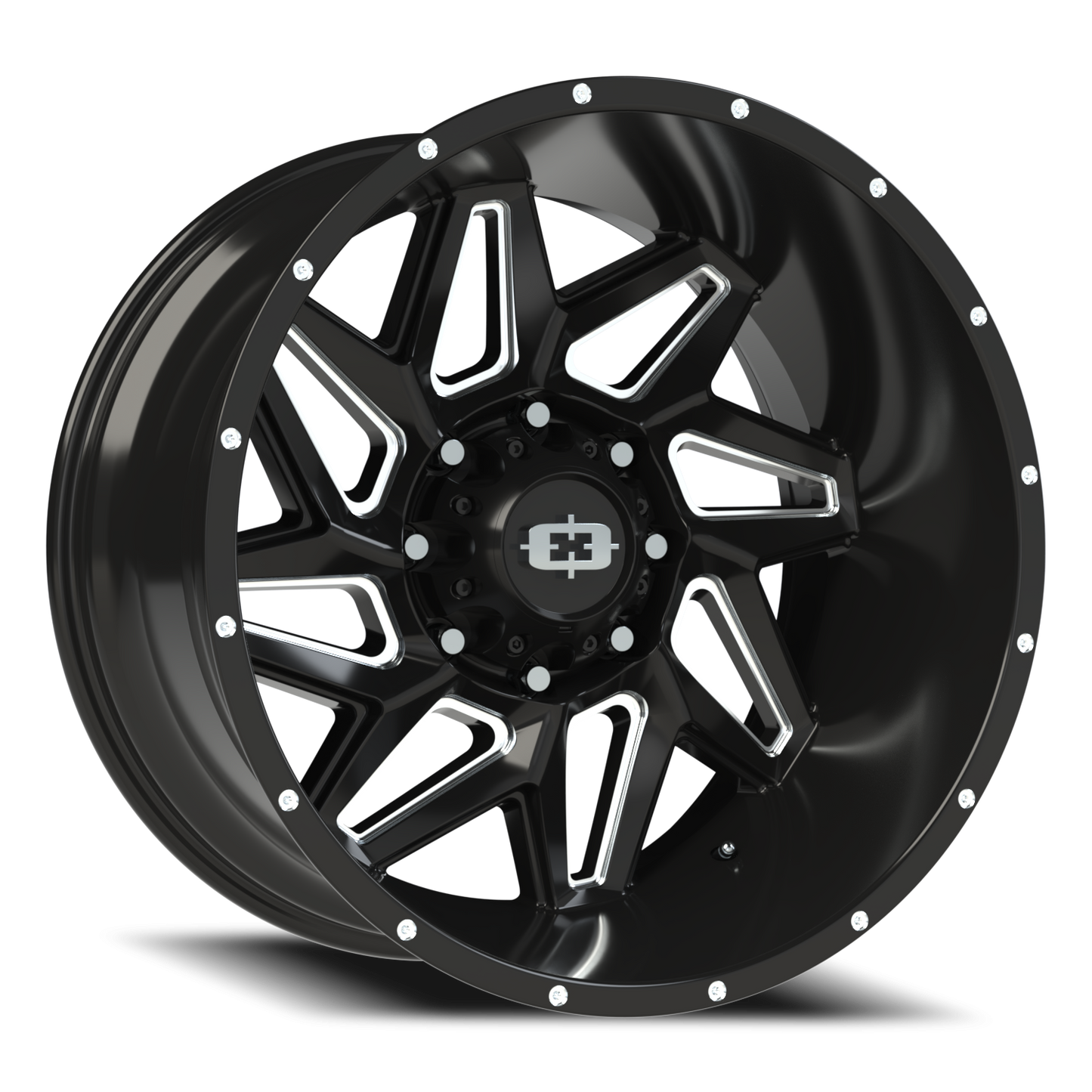 Vision Spyder 22X12 Gloss Black Milled Spoke Wheel