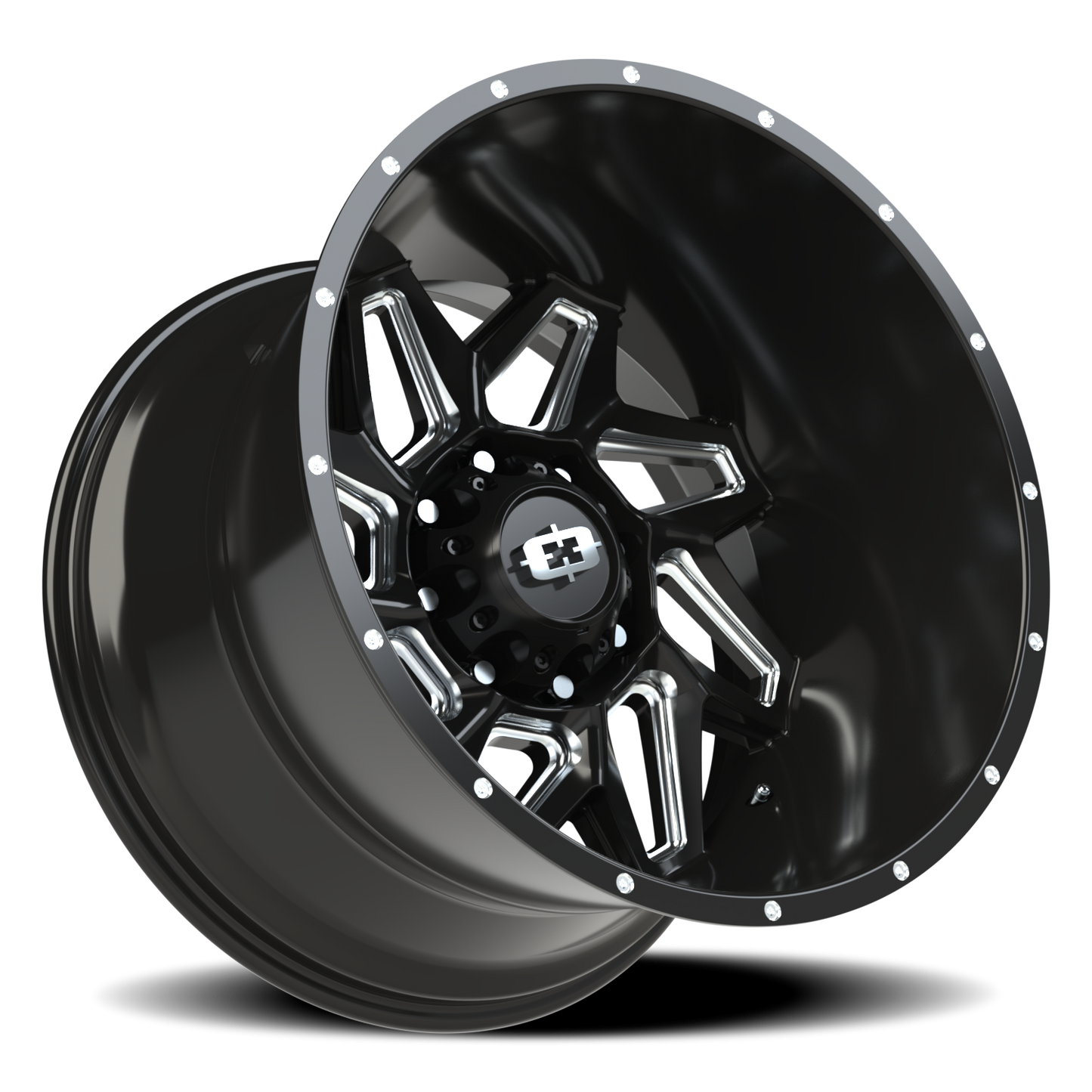Vision Spyder 22X14 Gloss Black Milled Spoke Wheel