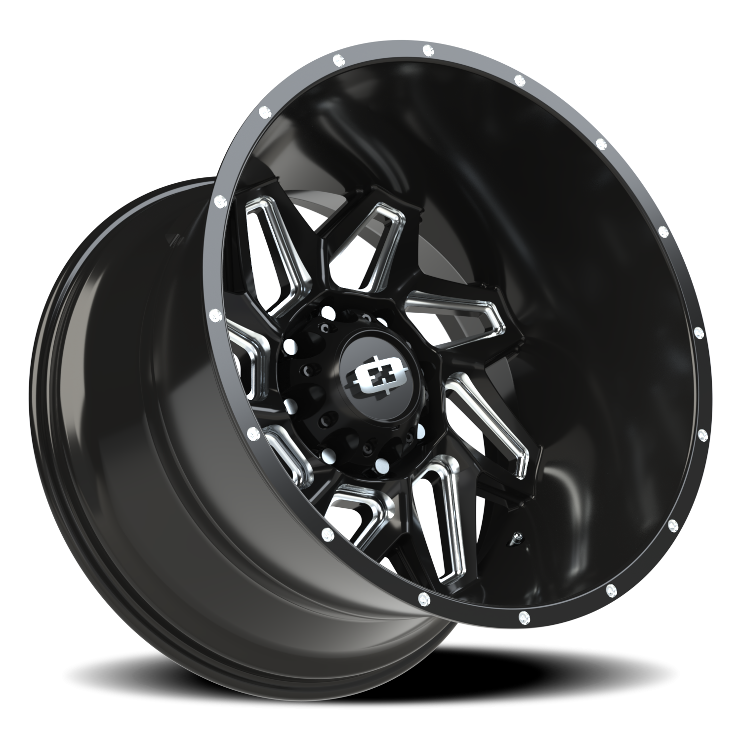 Vision Spyder 22X14 Gloss Black Milled Spoke Wheel