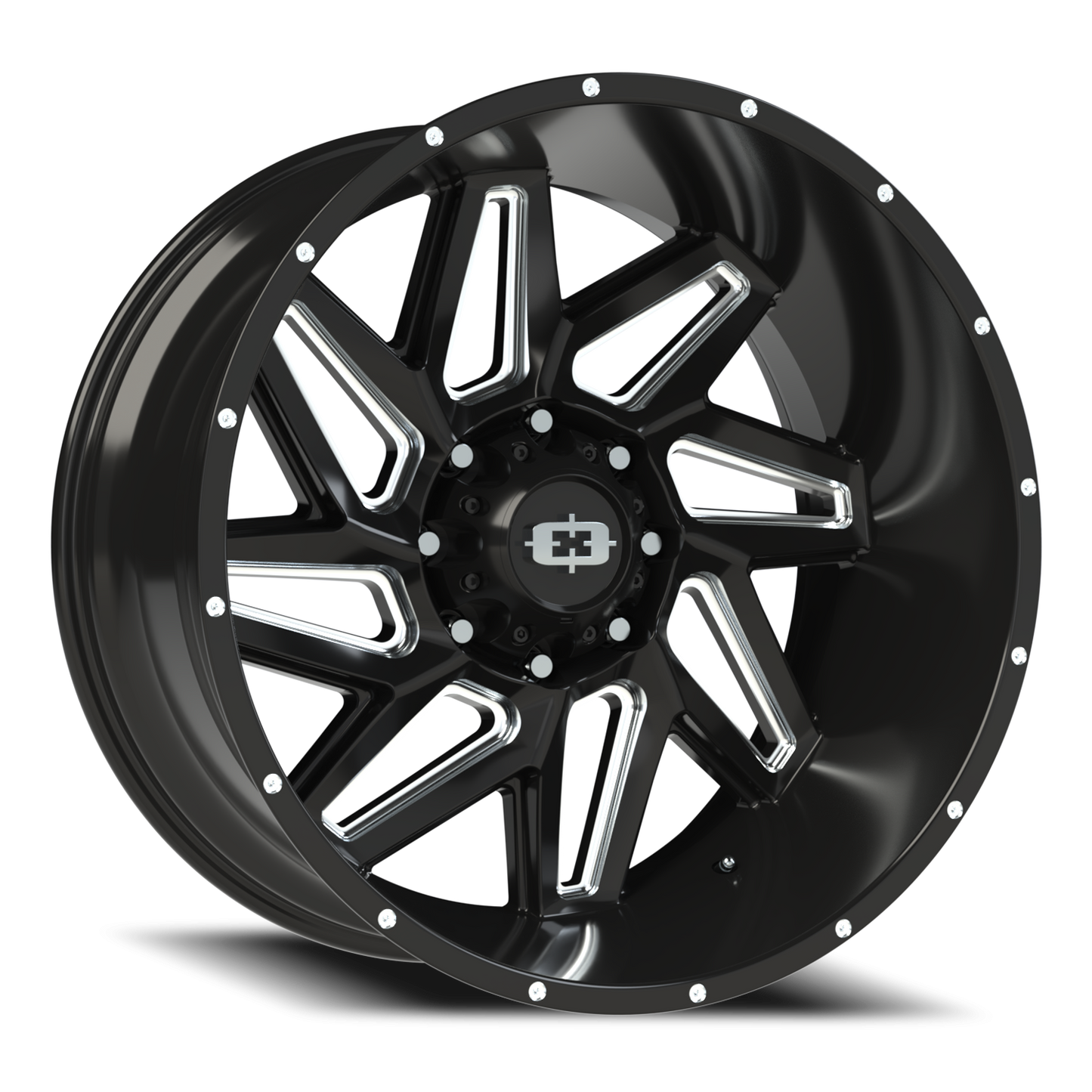 Vision Spyder 24X12 Gloss Black Milled Spoke Wheel