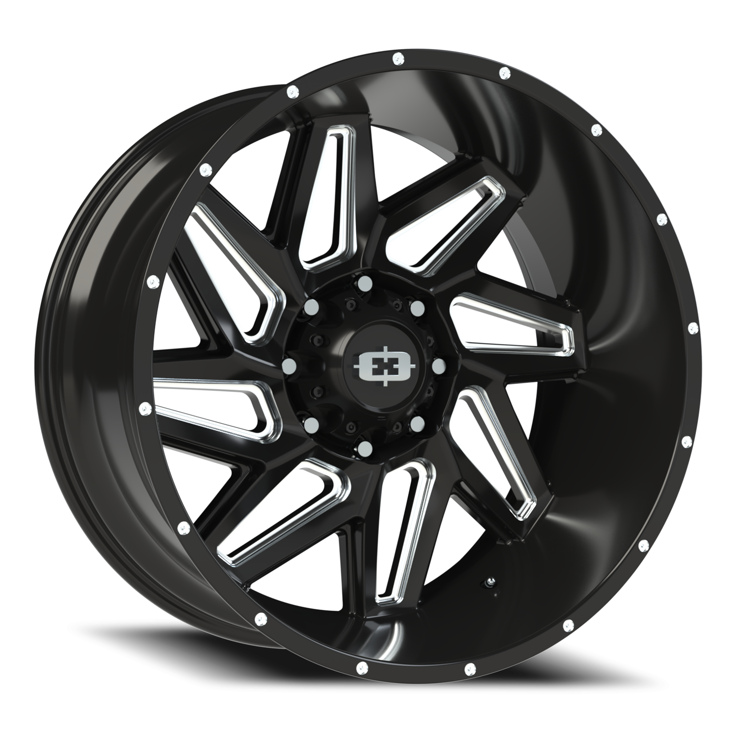 Vision Spyder 24X12 Gloss Black Milled Spoke Wheel