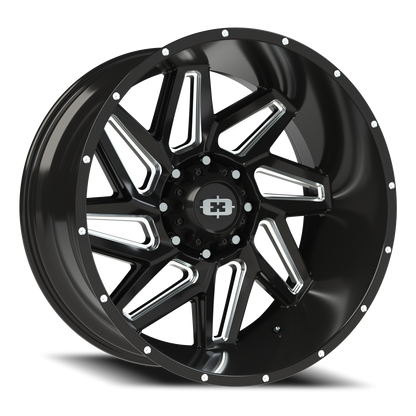Vision Spyder 24X12 Gloss Black Milled Spoke Wheel