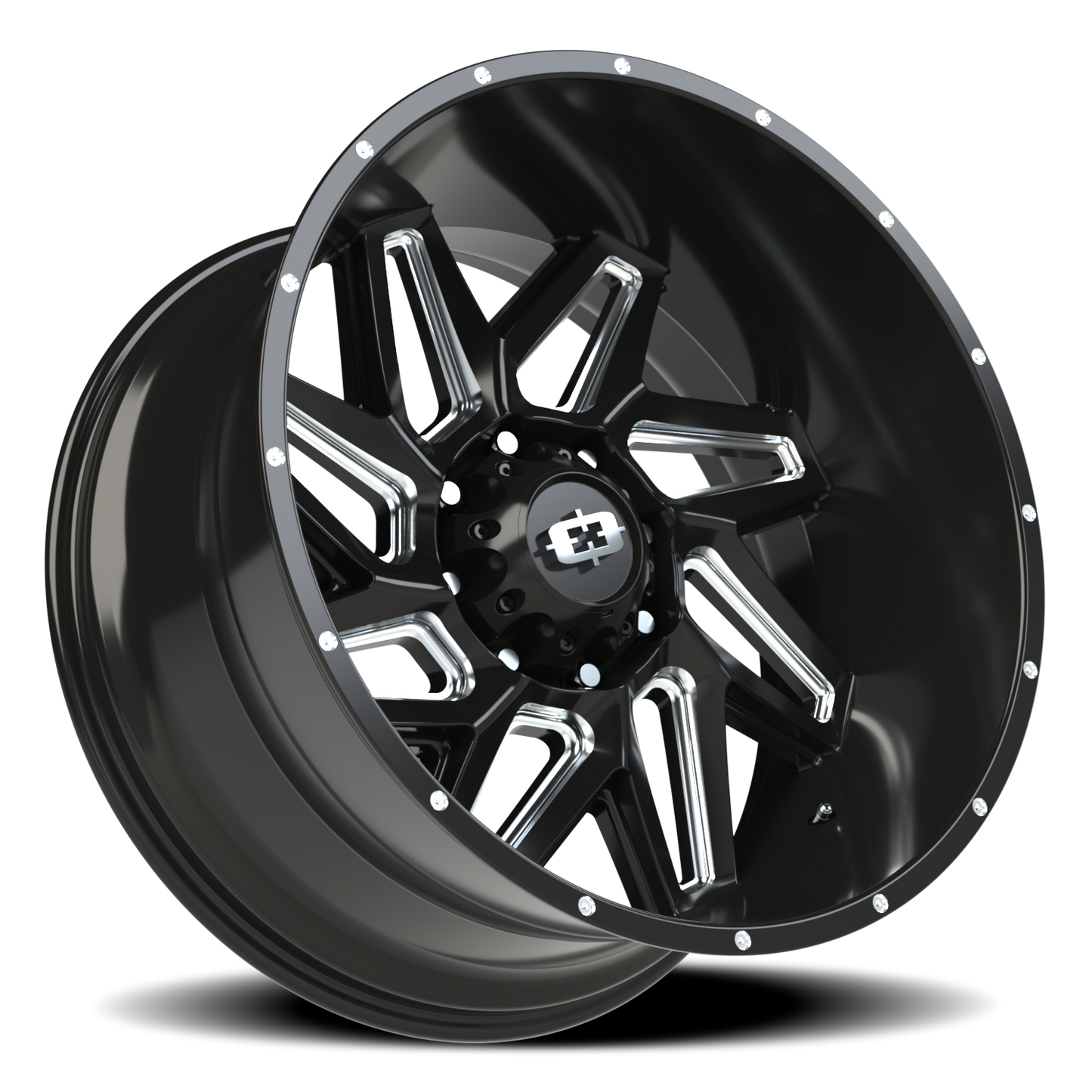 Vision Spyder 24X12 Gloss Black Milled Spoke Wheel