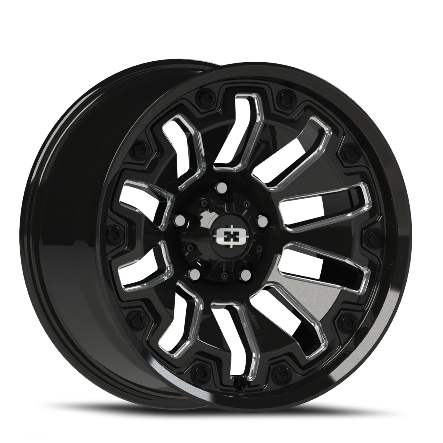 Vision Whl 18X9 Gloss Black Milled Spoke with Black Bolt Inserts Wheel