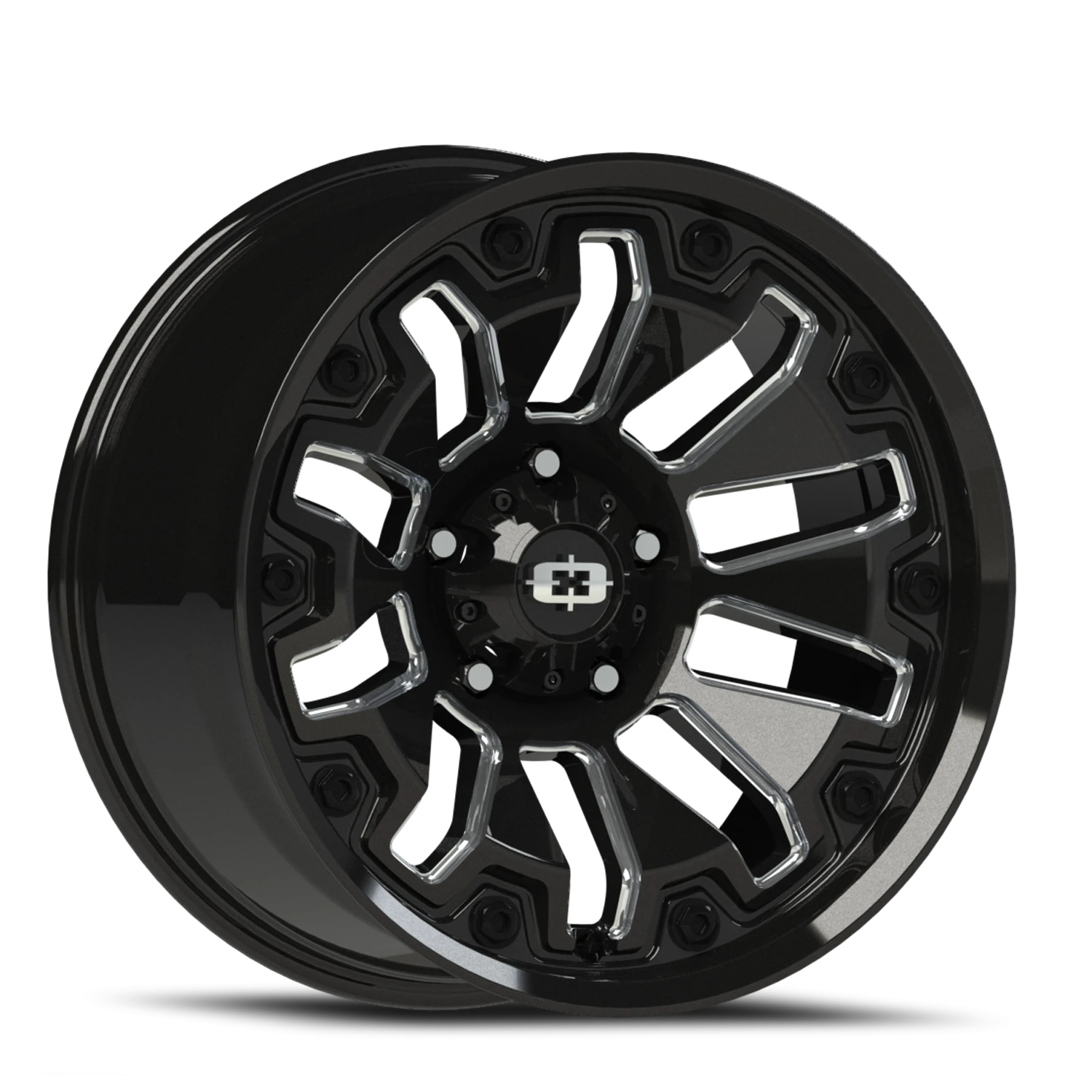 Vision Whl 18X9 Gloss Black Milled Spoke with Black Bolt Inserts Wheel