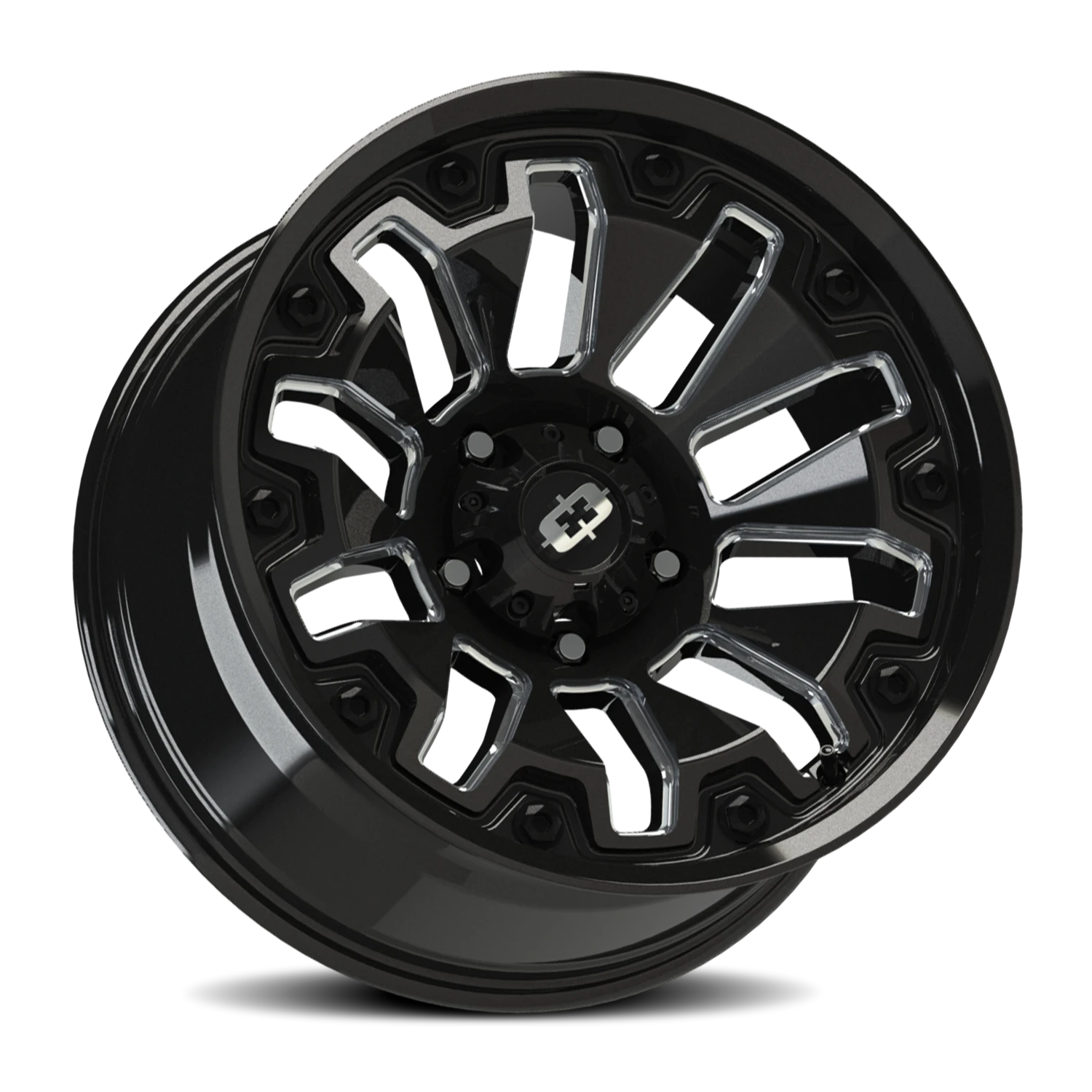 Vision Whl 18X9 Gloss Black Milled Spoke with Black Bolt Inserts Wheel