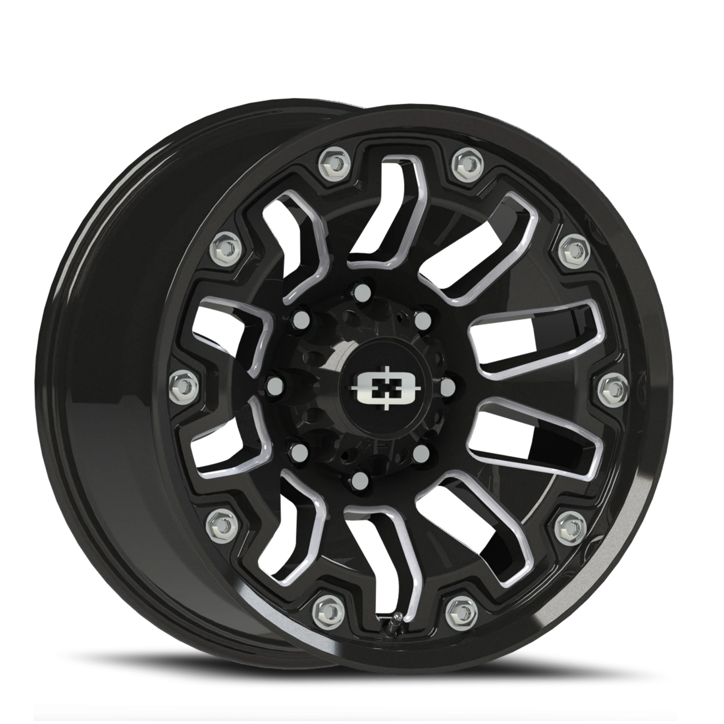 Vision Whl 20X9 Gloss Black Milled Spoke with Black Bolt Inserts Wheel