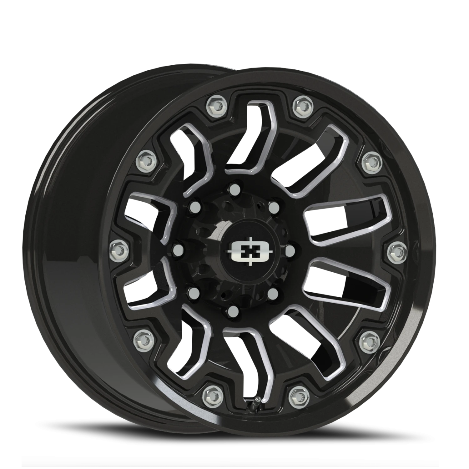 Vision Whl 20X9 Gloss Black Milled Spoke with Black Bolt Inserts Wheel