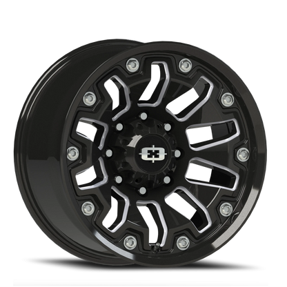 Vision Whl 20X9 Gloss Black Milled Spoke with Black Bolt Inserts Wheel