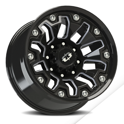 Vision Whl 20X9 Gloss Black Milled Spoke with Black Bolt Inserts Wheel