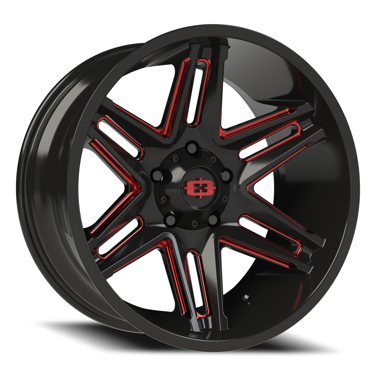 Vision Raz 20X10 Gloss Black Milled Spoke with Red Tint Wheel