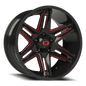 Vision Raz 20X10 Gloss Black Milled Spoke with Red Tint Wheel