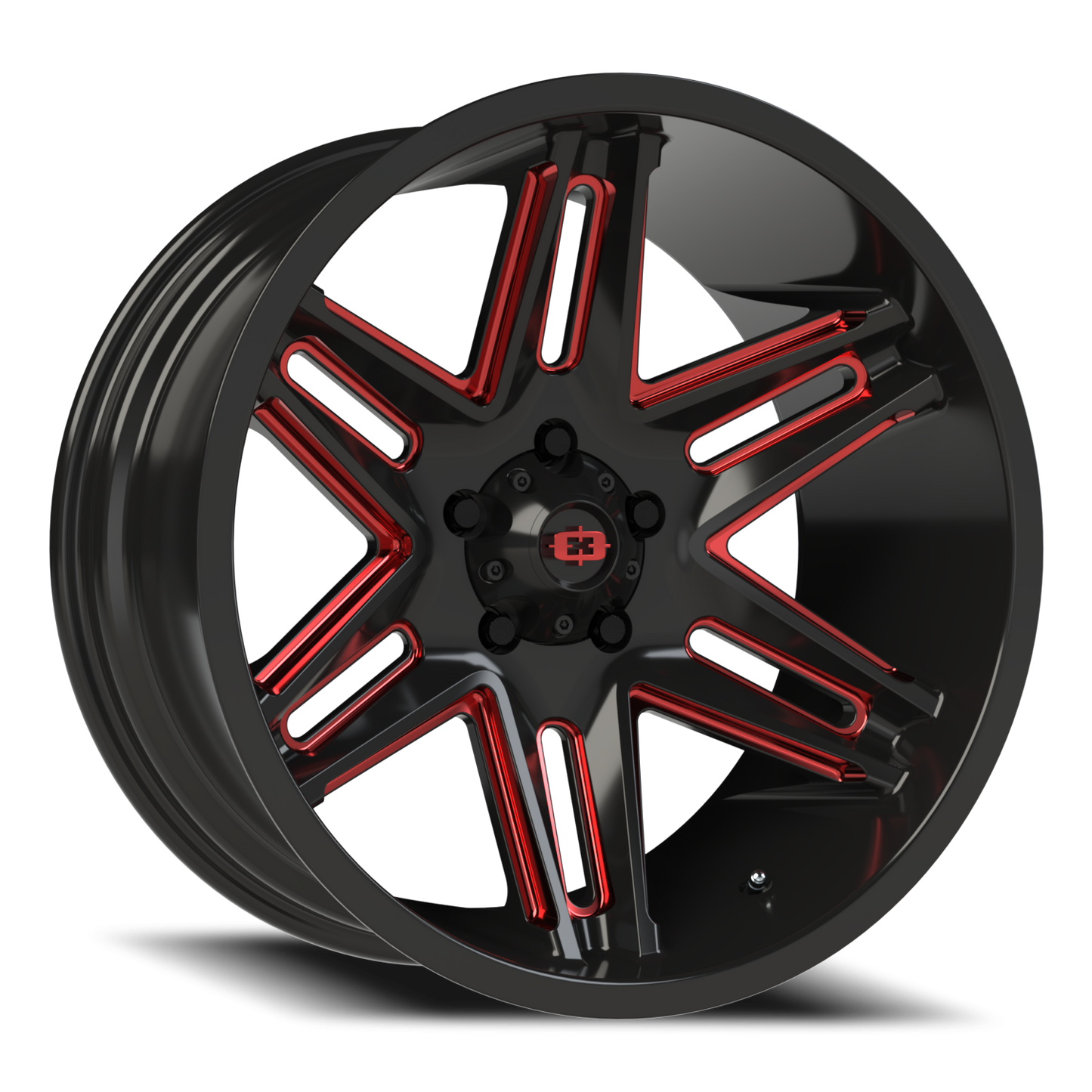 Vision Raz 20X10 Gloss Black Milled Spoke with Red Tint Wheel