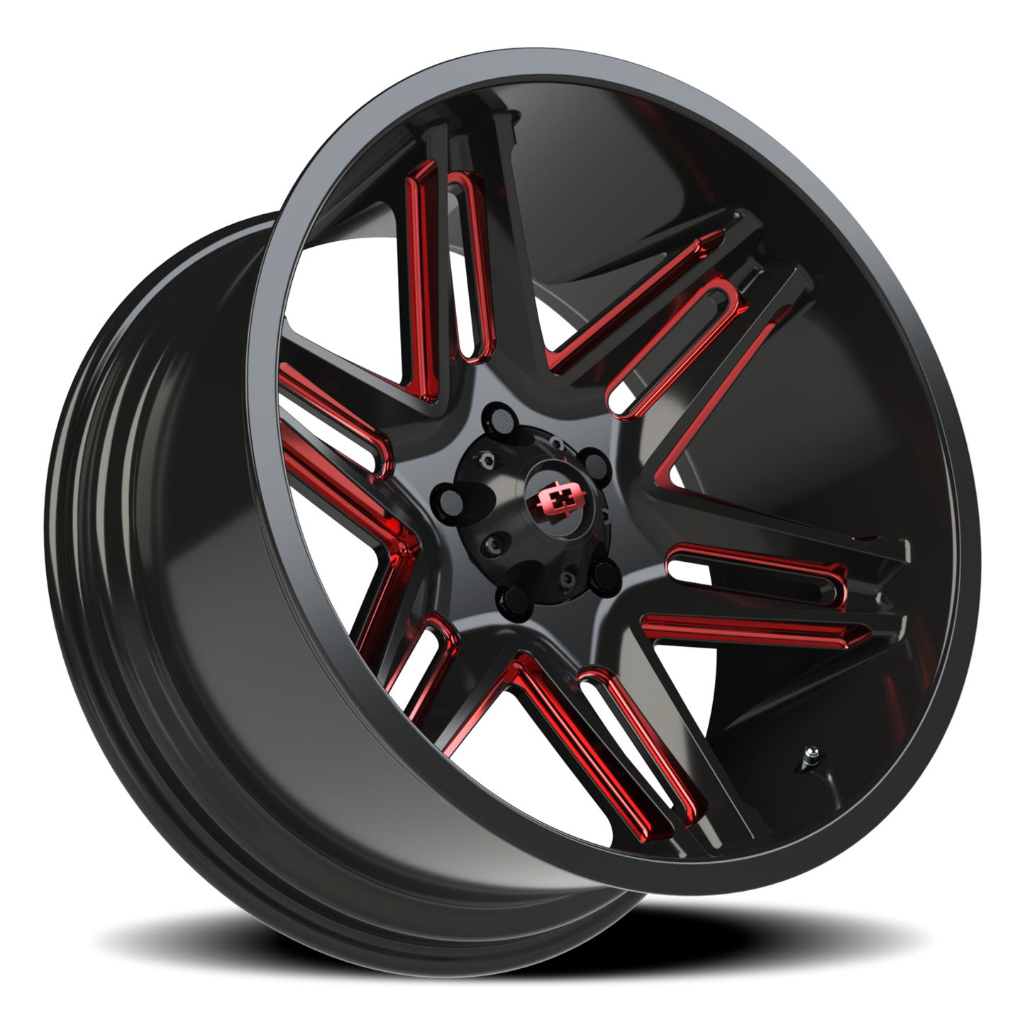 Vision Raz 20X10 Gloss Black Milled Spoke with Red Tint Wheel