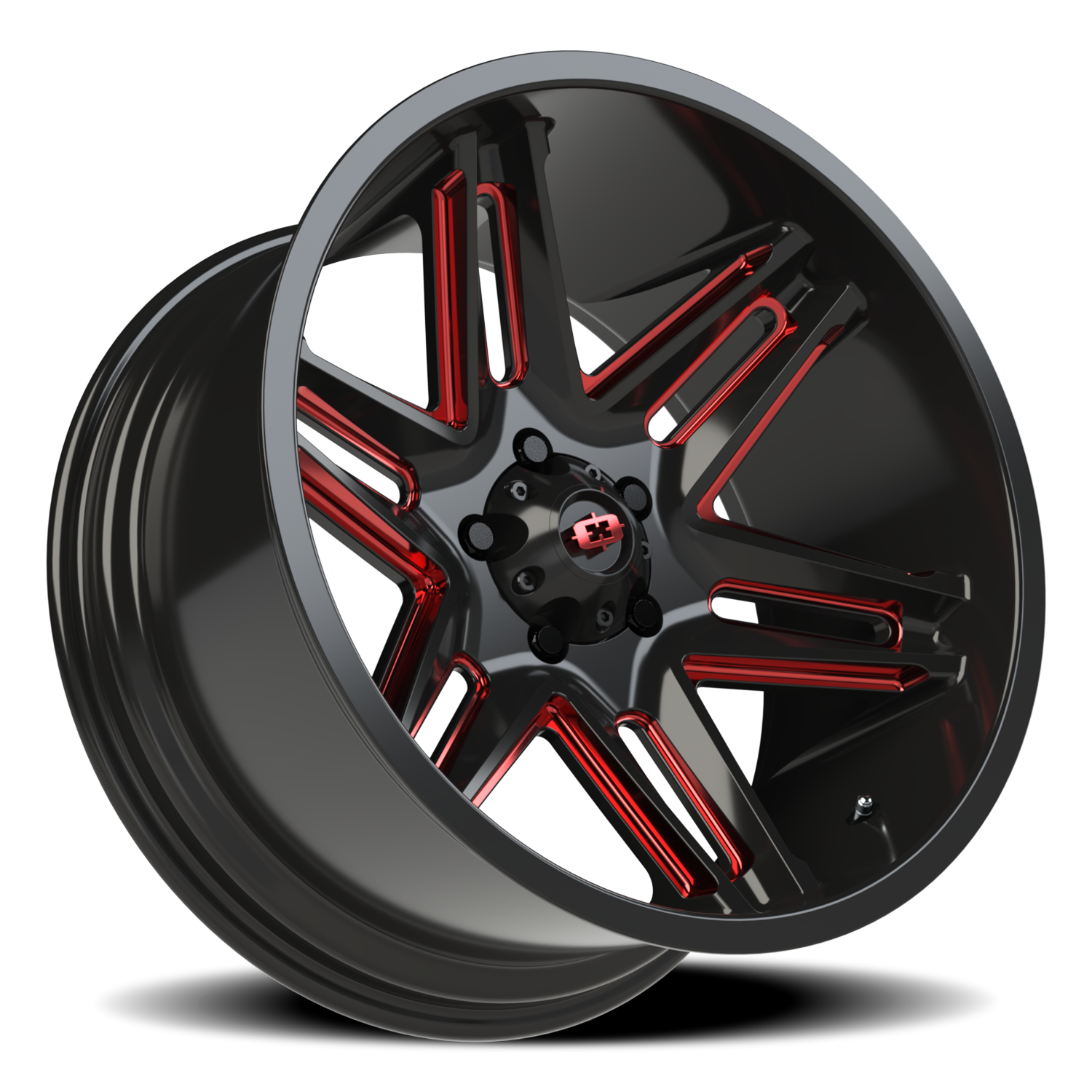 Vision Raz 20X10 Gloss Black Milled Spoke with Red Tint Wheel