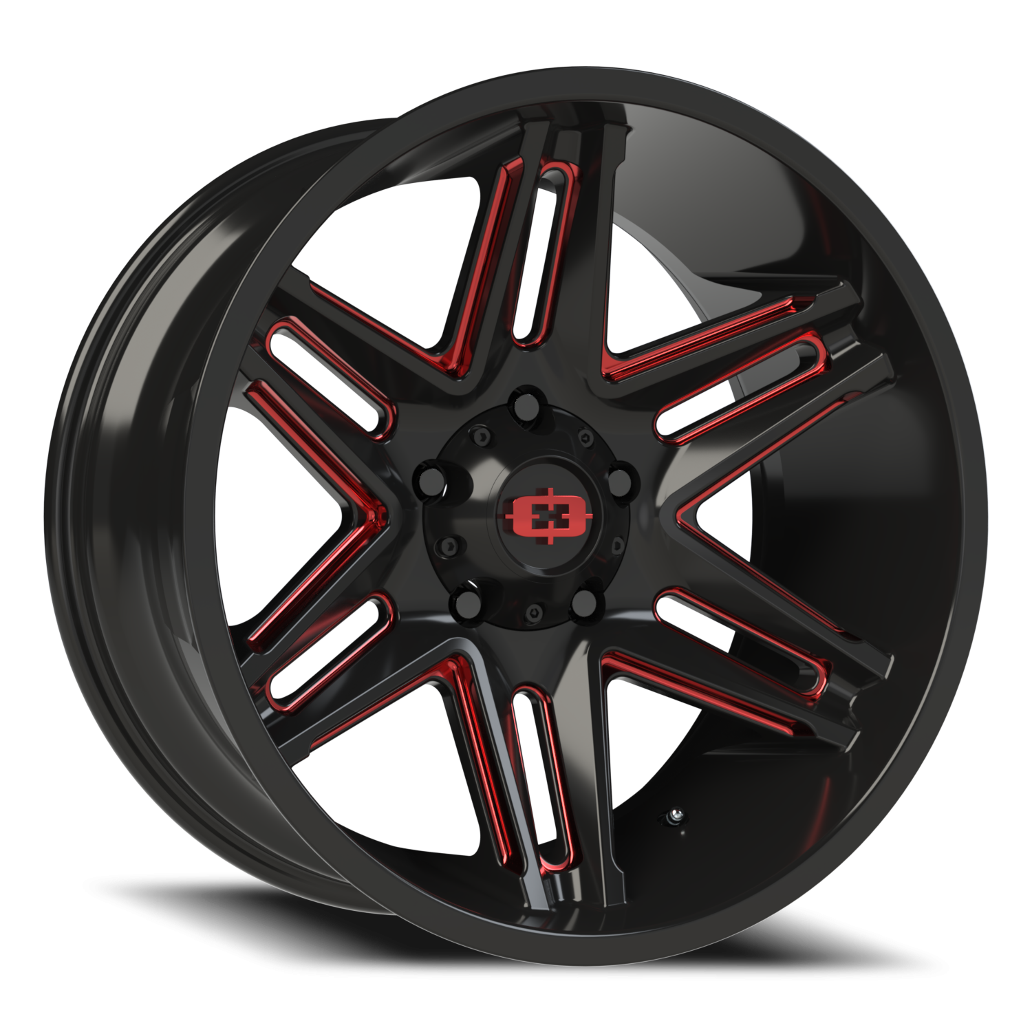 Vision Ra 20X10 Gloss Black Milled Spoke with Red Tint Wheel