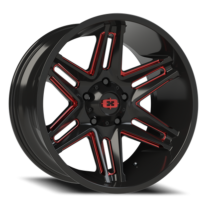 Vision Ra 20X10 Gloss Black Milled Spoke with Red Tint Wheel