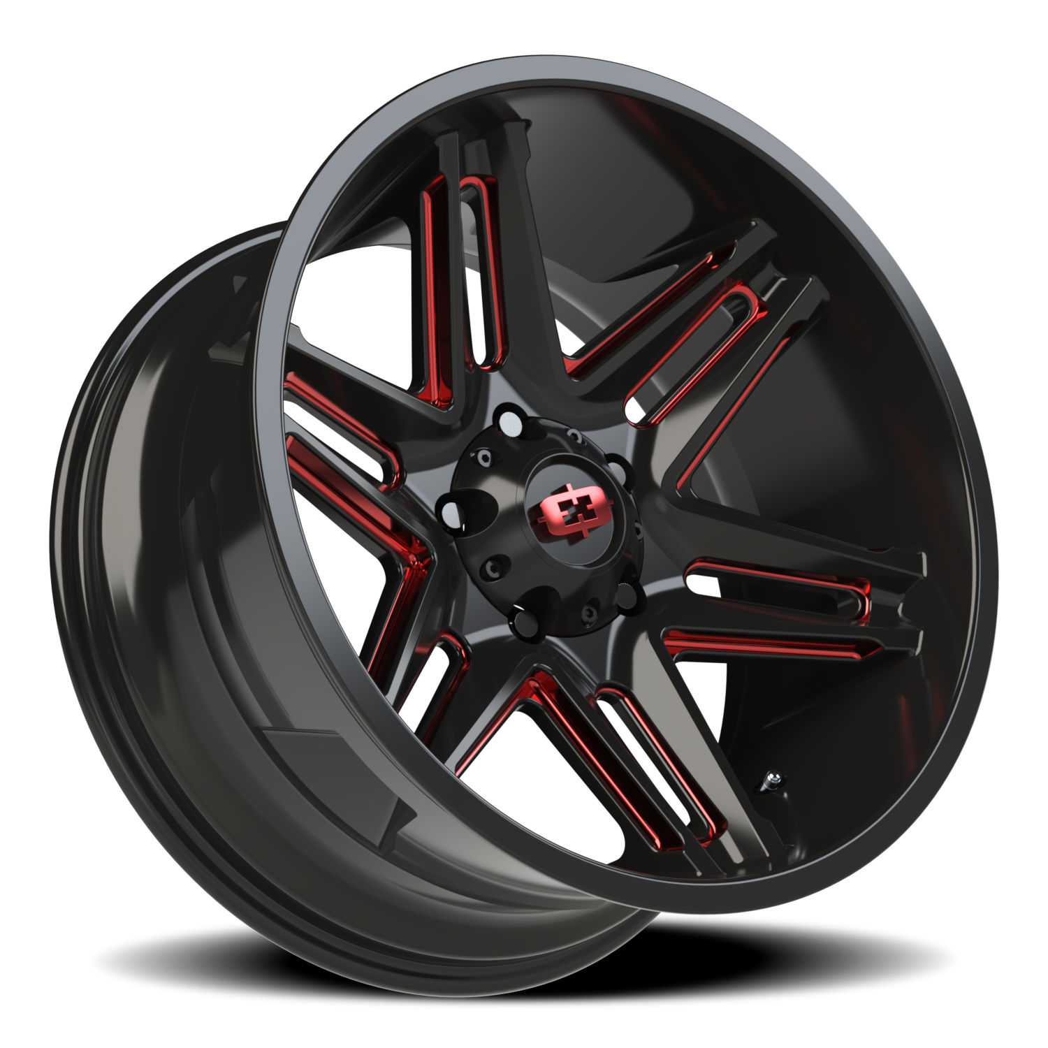 Vision Ra 20X10 Gloss Black Milled Spoke with Red Tint Wheel