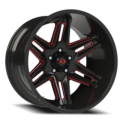 Vision Raz 20X12 Gloss Black Milled Spoke with Red Tint Wheel