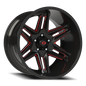 Vision Raz 20X12 Gloss Black Milled Spoke with Red Tint Wheel