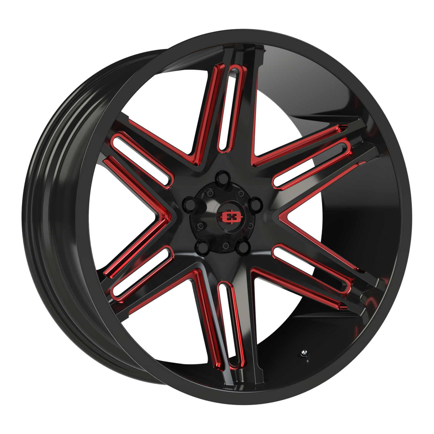 Vision Raz 22X10 Gloss Black Milled Spoke with Red Tint Wheel