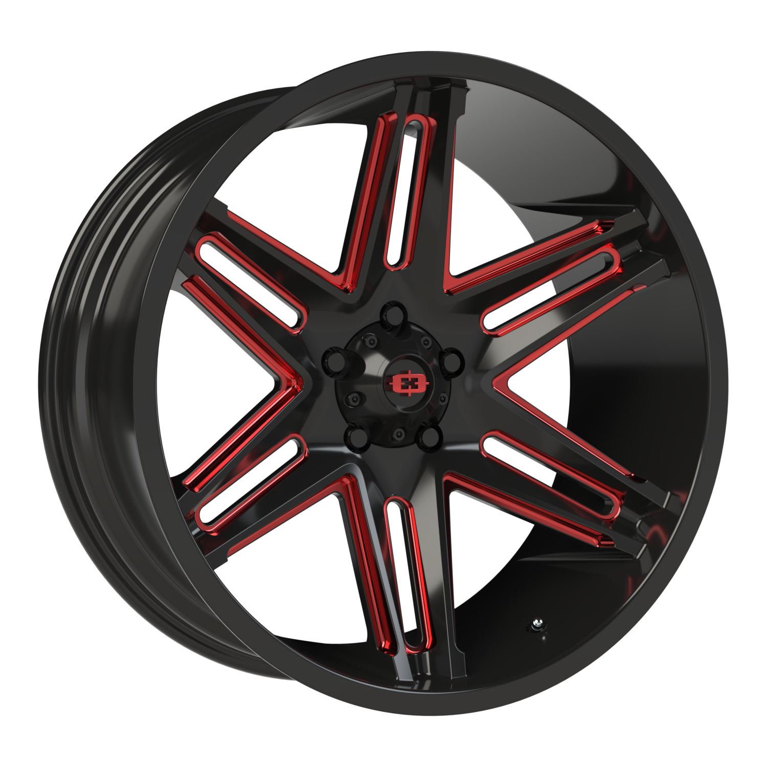 Vision Raz 22X10 Gloss Black Milled Spoke with Red Tint Wheel