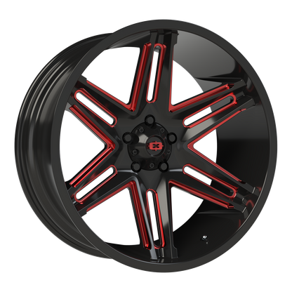Vision Raz 22X10 Gloss Black Milled Spoke with Red Tint Wheel