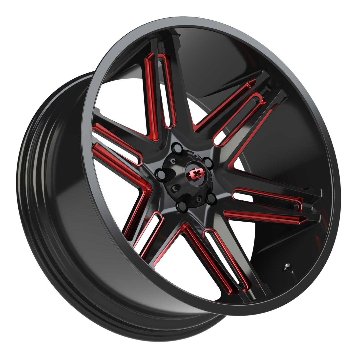Vision Raz 22X10 Gloss Black Milled Spoke with Red Tint Wheel