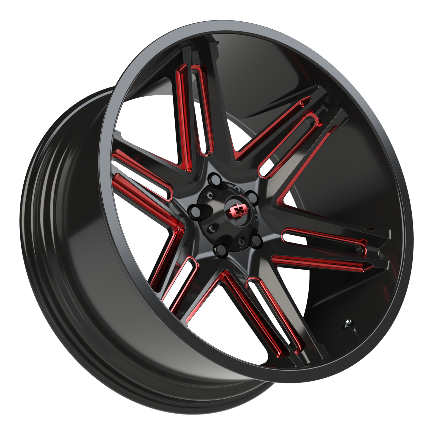 Vision Raz 22X10 Gloss Black Milled Spoke with Red Tint Wheel