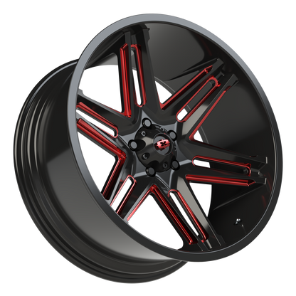 Vision Raz 22X10 Gloss Black Milled Spoke with Red Tint Wheel