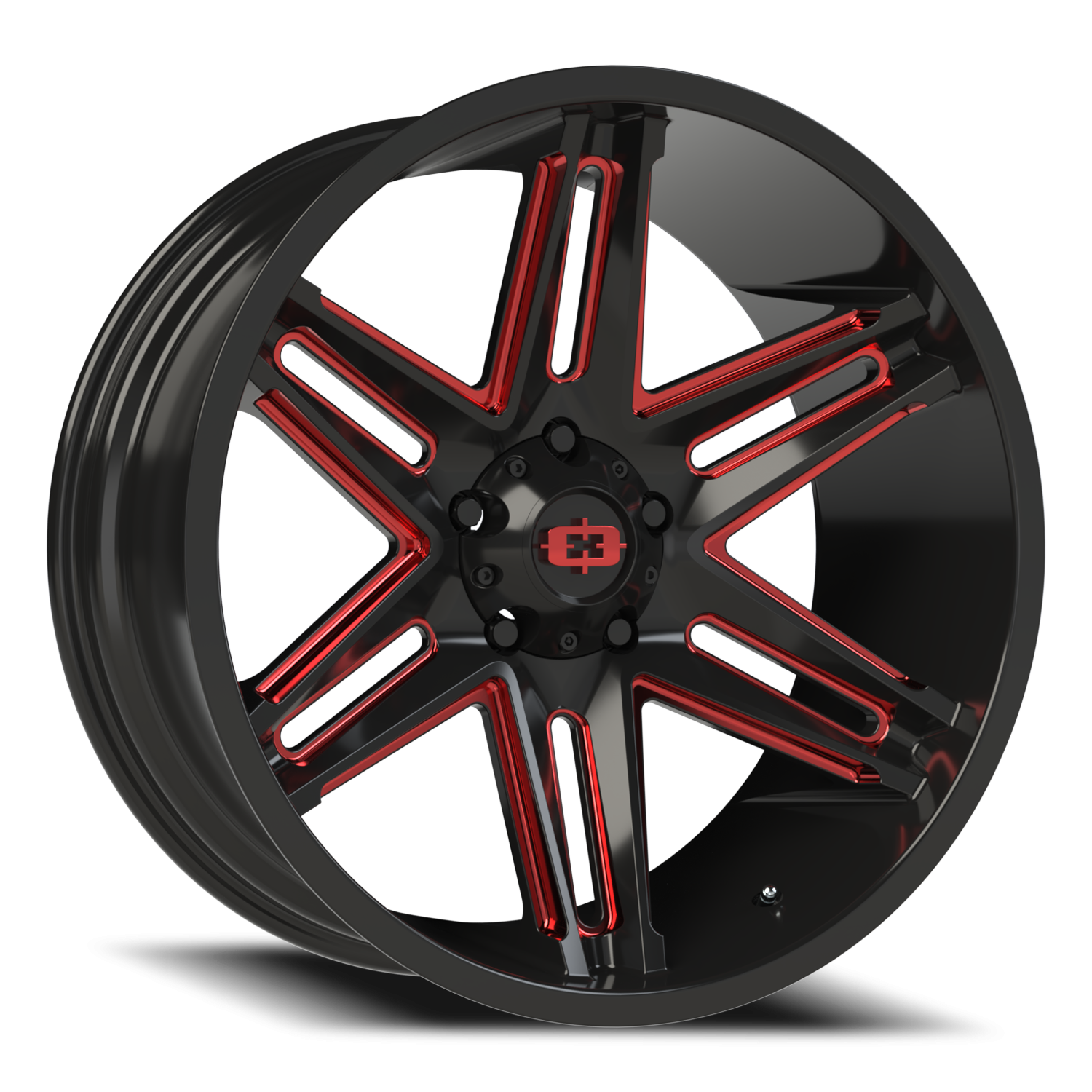Vision Raz 22X10 Gloss Black Milled Spoke with Red Tint Wheel