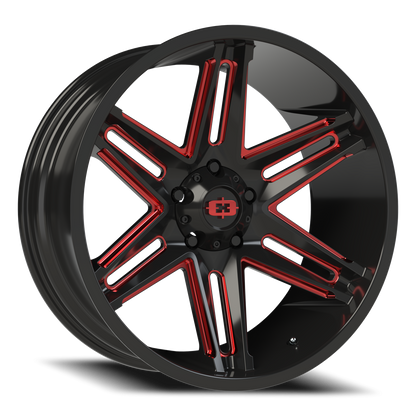 Vision Raz 22X10 Gloss Black Milled Spoke with Red Tint Wheel