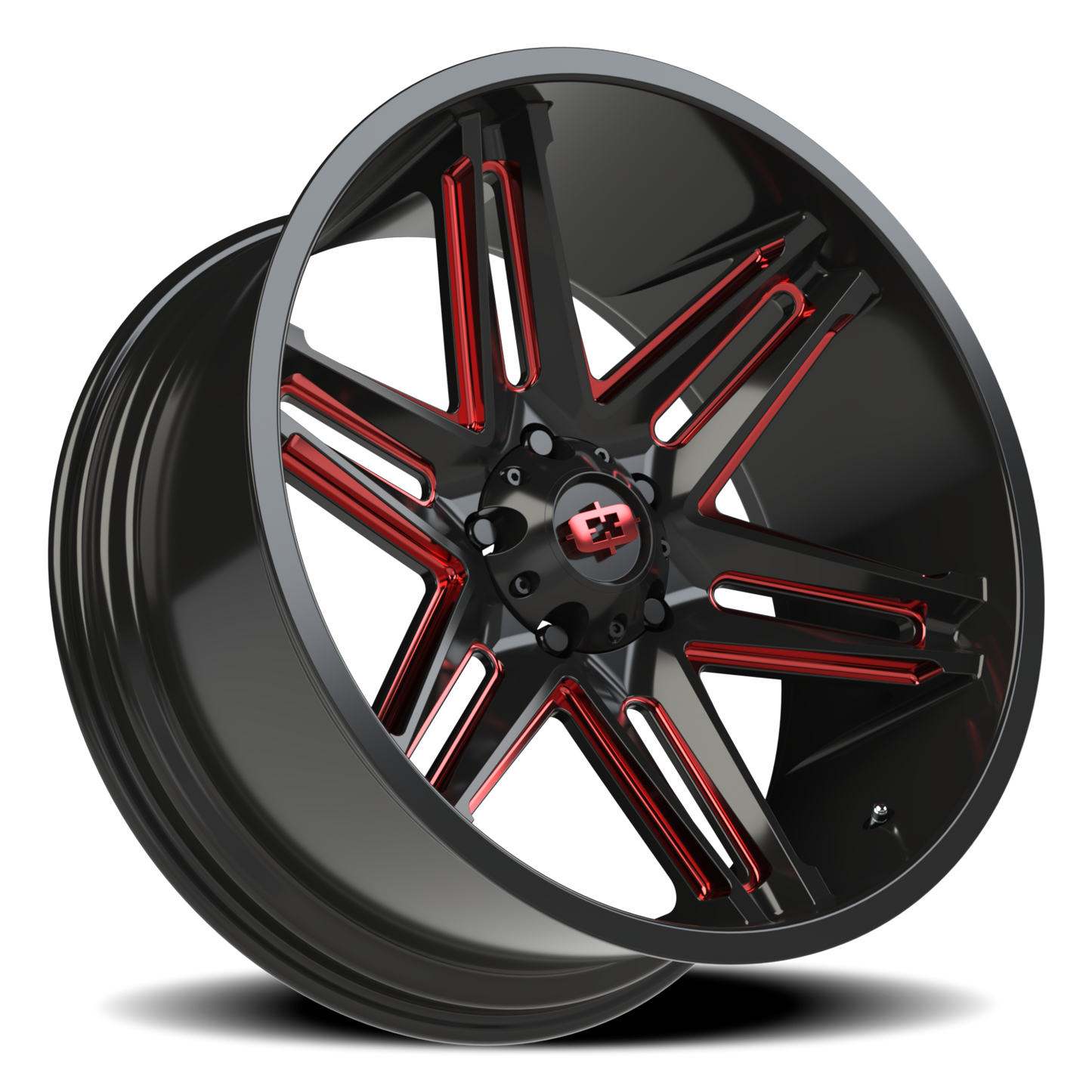Vision Raz 22X10 Gloss Black Milled Spoke with Red Tint Wheel