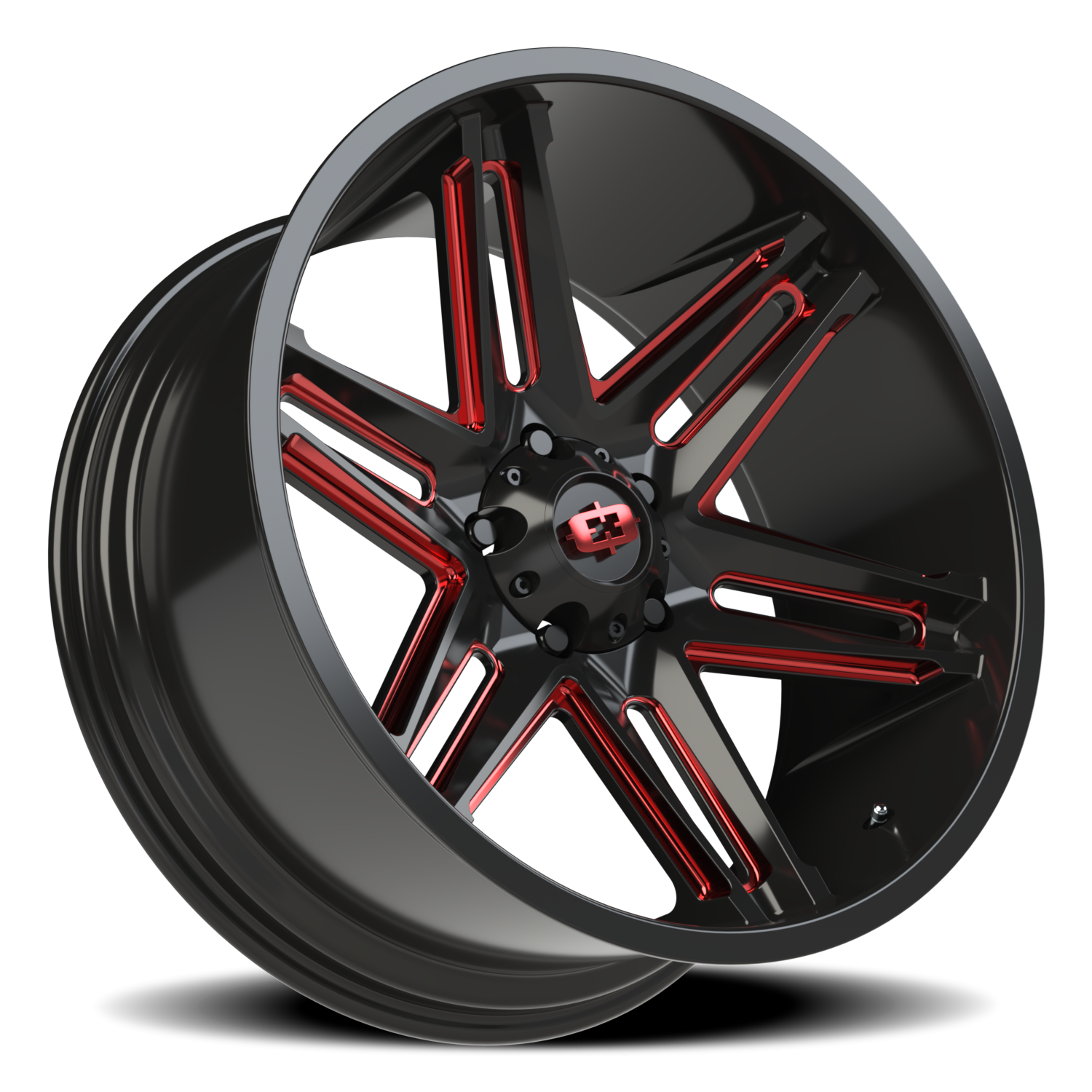 Vision Raz 22X10 Gloss Black Milled Spoke with Red Tint Wheel
