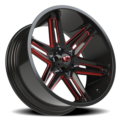 Vision Raz 22X10 Gloss Black Milled Spoke with Red Tint Wheel