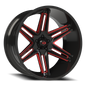 Vision Raz 24X12 Gloss Black Milled Spoke with Red Tint Wheel