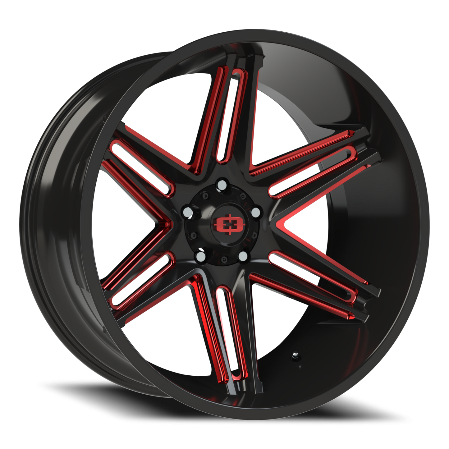 Vision Raz 24X12 Gloss Black Milled Spoke with Red Tint Wheel