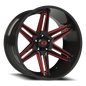 Vision Raz 24X12 Gloss Black Milled Spoke with Red Tint Wheel
