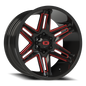 Vision Raz 20X10 Gloss Black Milled Spoke with Red Tint Wheel