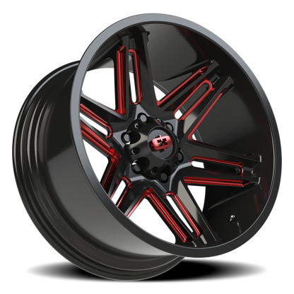Vision Raz 20X10 Gloss Black Milled Spoke with Red Tint Wheel