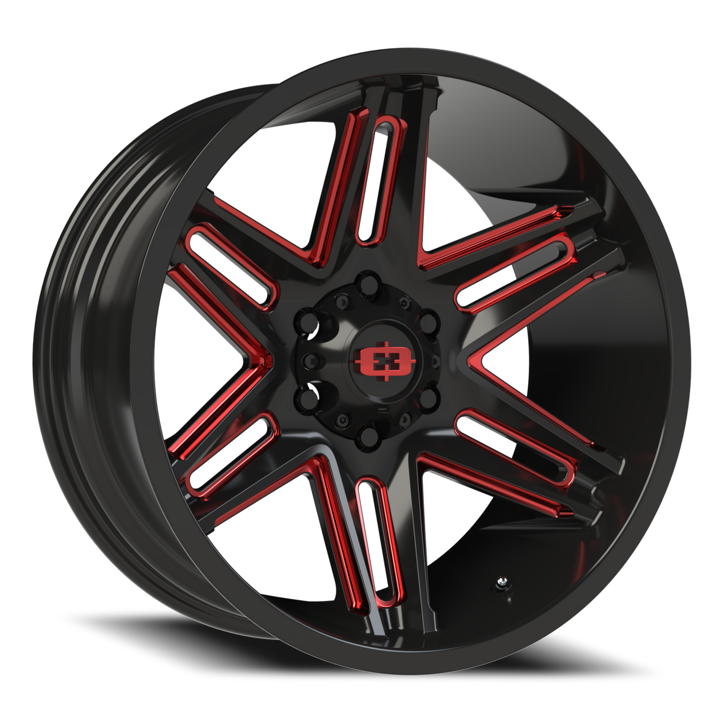 Vision Ra 20X10 Gloss Black Milled Spoke with Red Tint Wheel