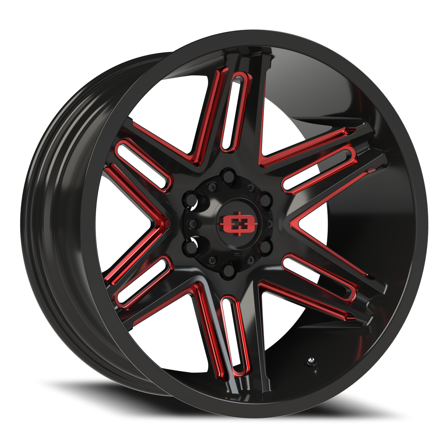 Vision Ra 20X10 Gloss Black Milled Spoke with Red Tint Wheel