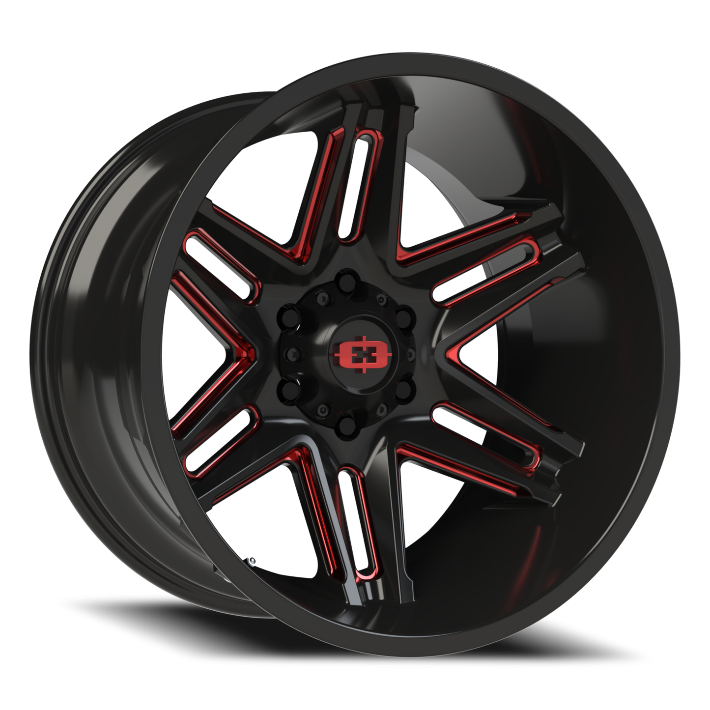 Vision Raz 20X12 Gloss Black Milled Spoke with Red Tint Wheel
