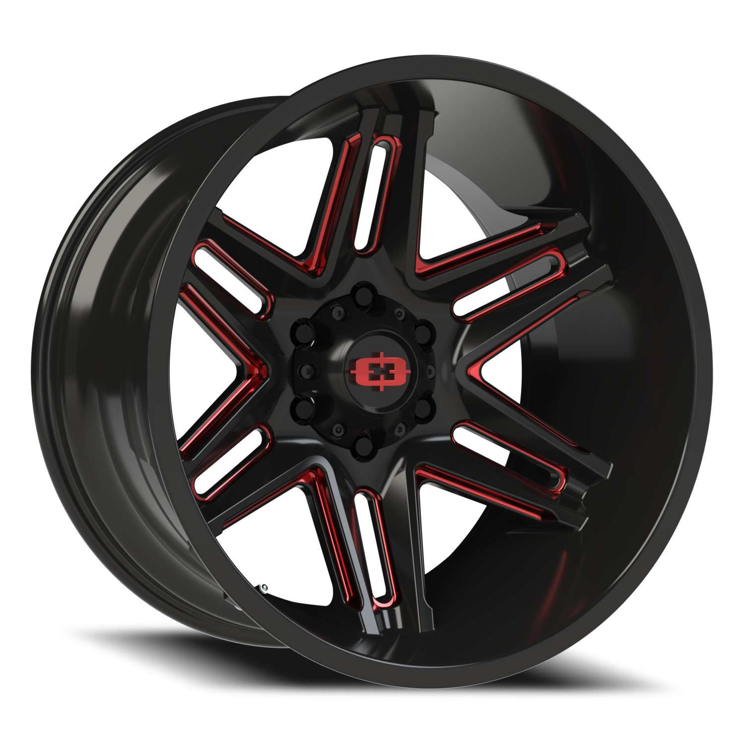 Vision Raz 20X12 Gloss Black Milled Spoke with Red Tint Wheel