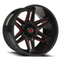 Vision Raz 20X12 Gloss Black Milled Spoke with Red Tint Wheel