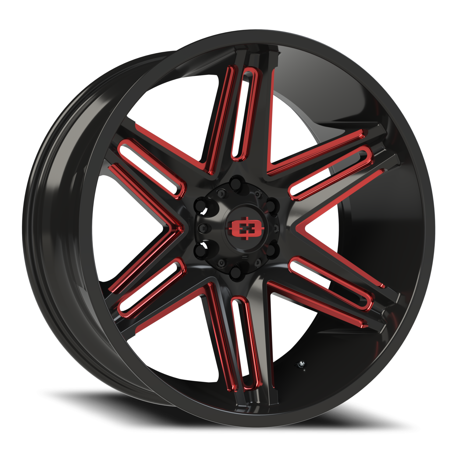 Vision Raz 22X10 Gloss Black Milled Spoke with Red Tint Wheel