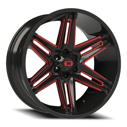 Vision Raz 22X10 Gloss Black Milled Spoke with Red Tint Wheel